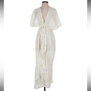 NWT Aerie White and Gold Beach Cotton Coverup XS/S MSRP $65